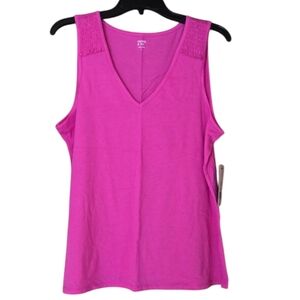 crown & ivy Bright Pink V-Neck Tank Top